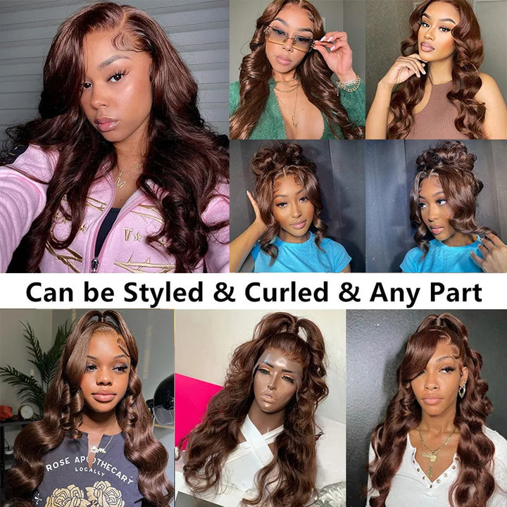 Chocolate Brown Body Wave Lace Front Wig 13x4 - 200% Density