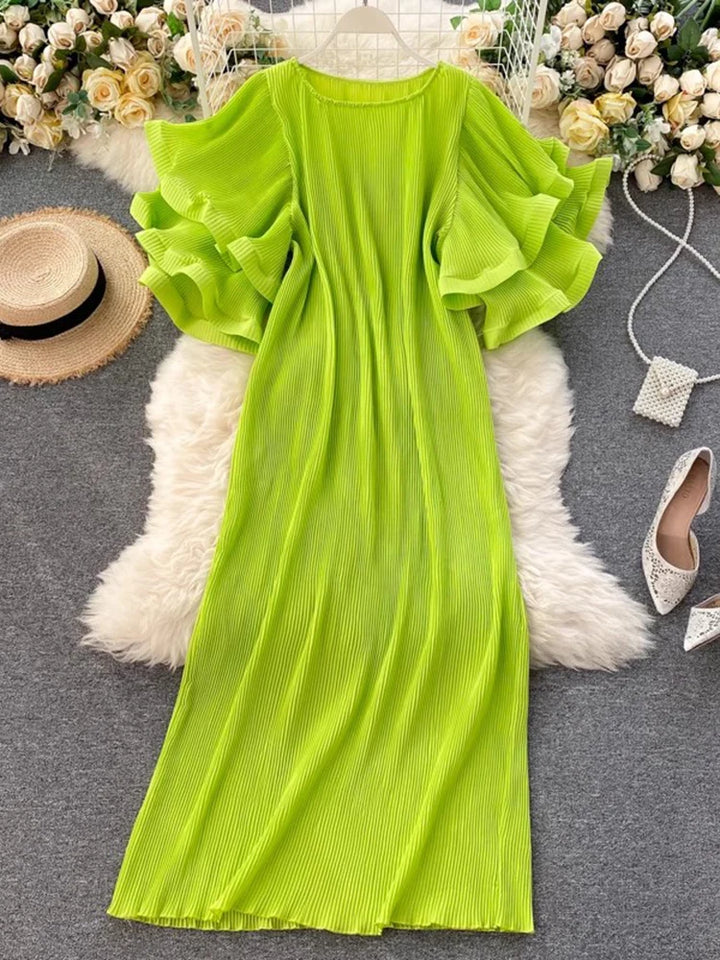 Spring 2024 Pleated Ruffles Dress