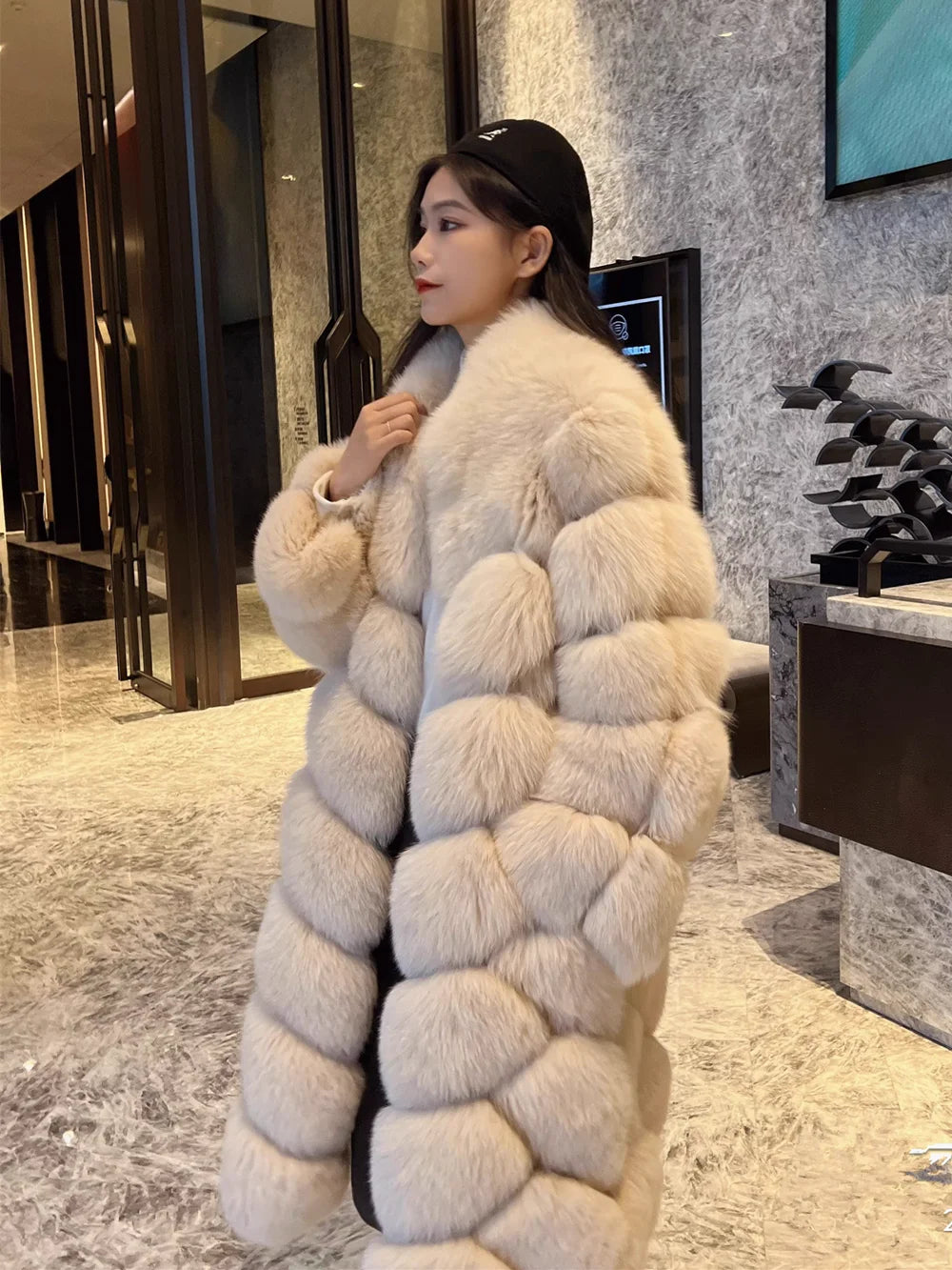 Luxury Real Fox Fur Coat for Women