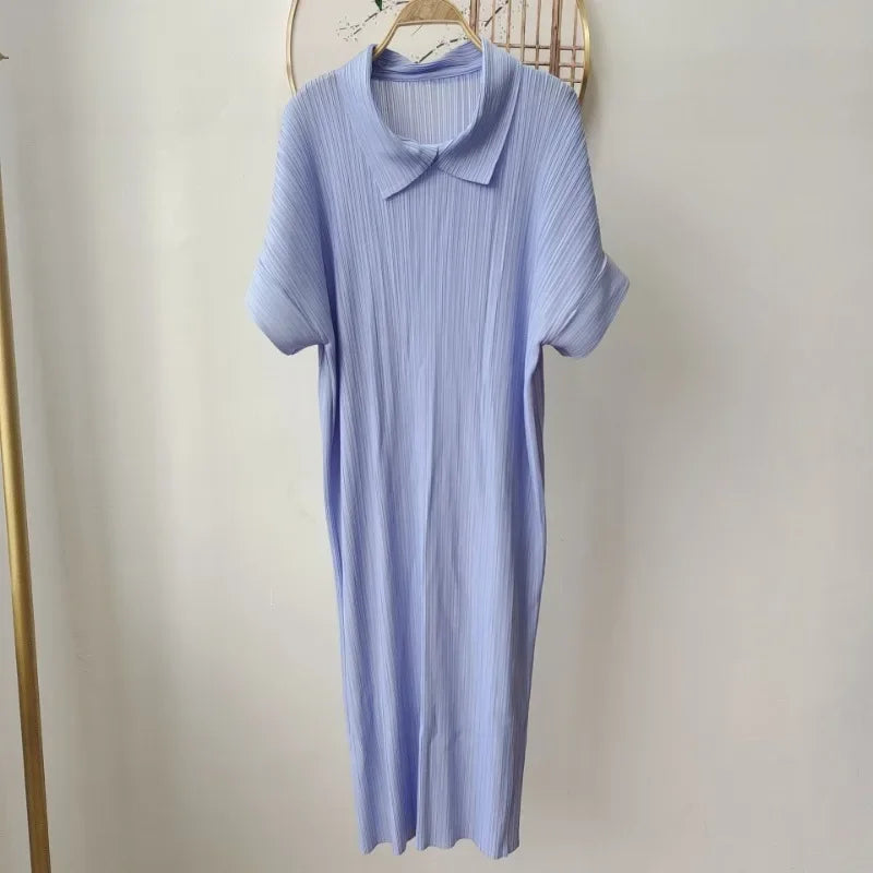 Stylish Miyake Pleated Summer Dress - High Quality Soft Fabric, Korean Fashion - One Size Fits All!