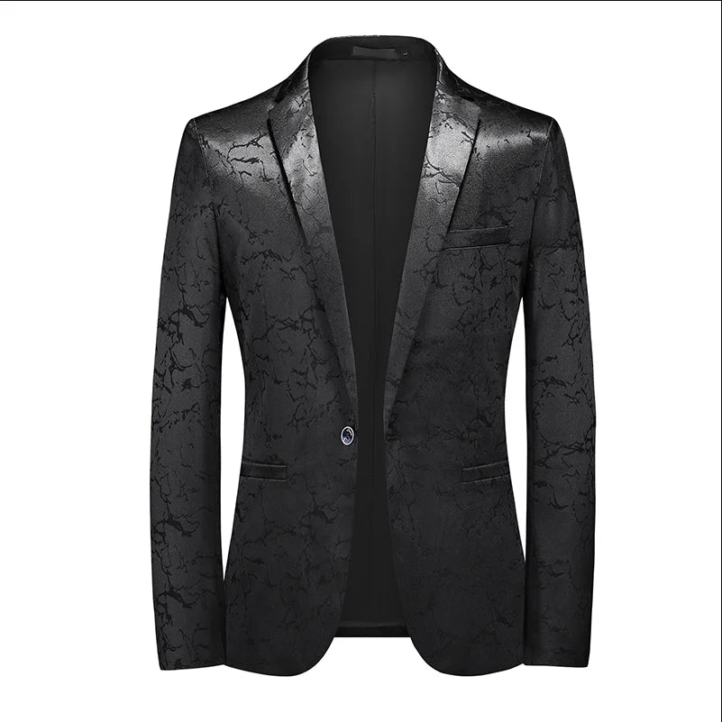 2024 Summer Men's Business Suit Jacket | Single Breasted Jacquard Blazers