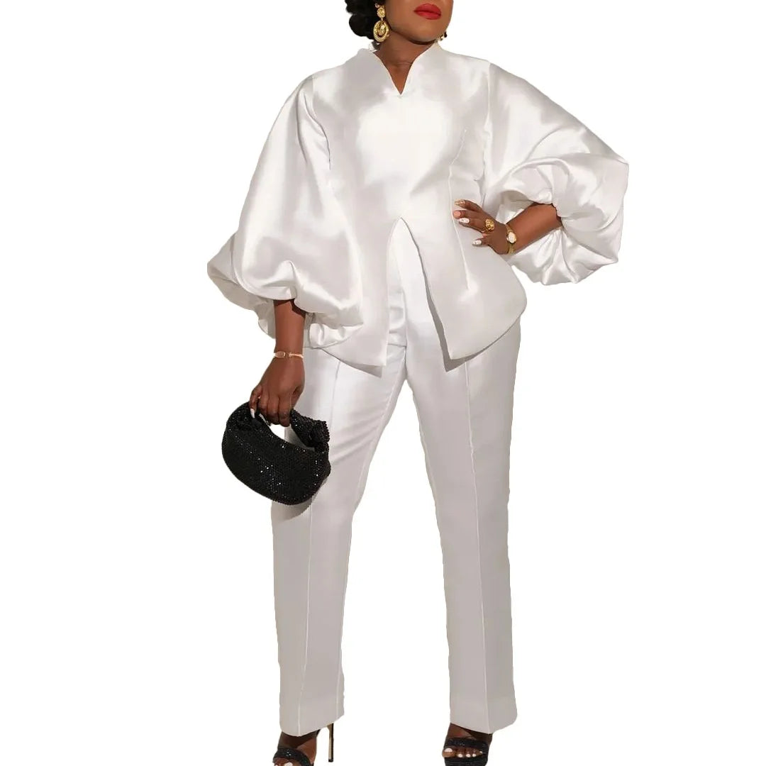 Women's Formal Business Pants Set - Blouse & Trousers Outfit