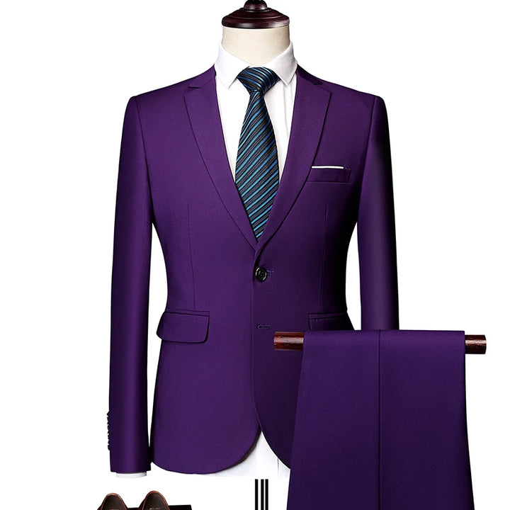 Men's 3-Piece Slim Fit Suit Set for Business, Formal, or Wedding - Jacket, Vest, and Pants