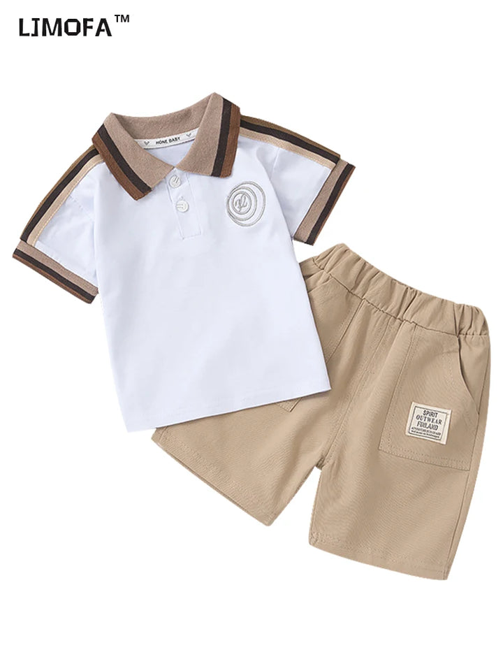 Upgrade Your Child's Summer Style with LJMOFA Kids Clothing - 2Pcs Polo T-shirt + Shorts Set