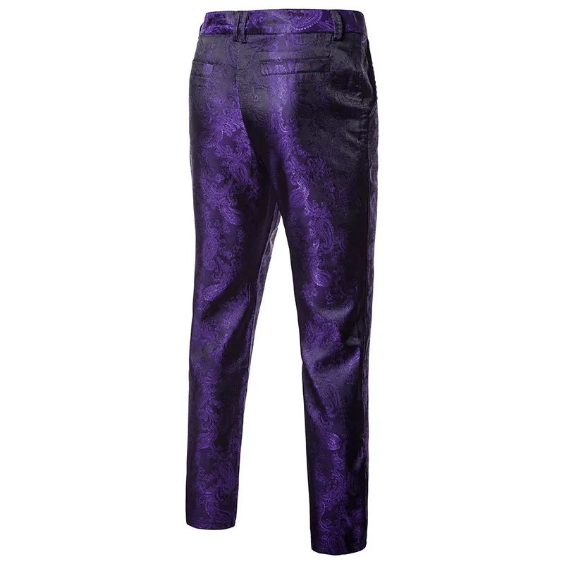 Stylish Purple Floral Suit Pants for Men - Perfect for Weddings and Parties!