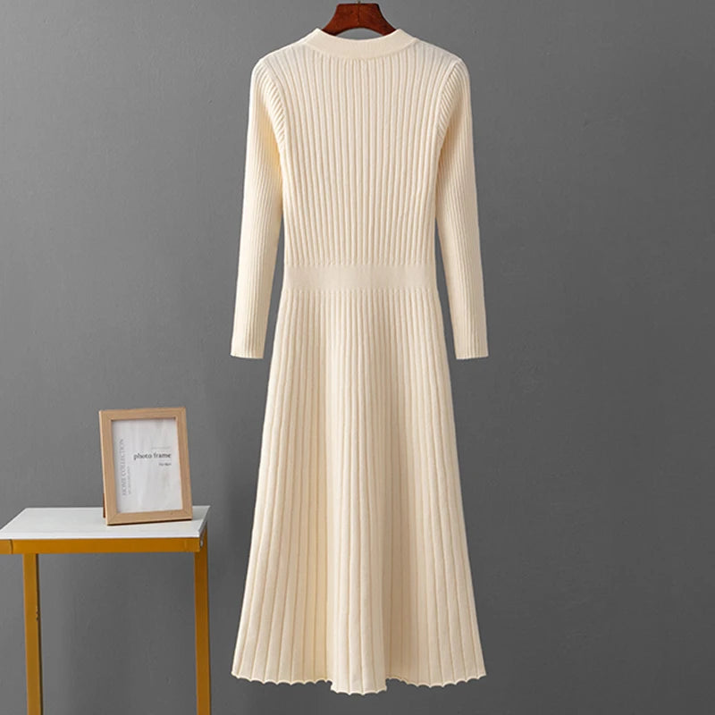 Elegant Knitted Party Midi Dress