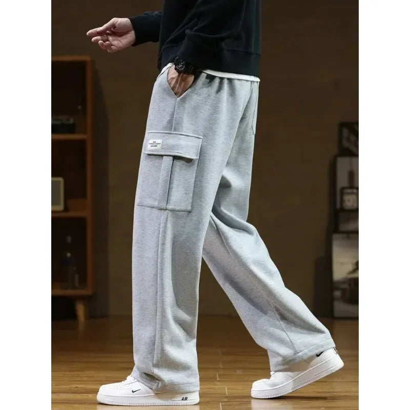 Autumn Men's Sweatpants - Multi-Pocket, Drawstring, Casual Track Pant - Large Size 8XL