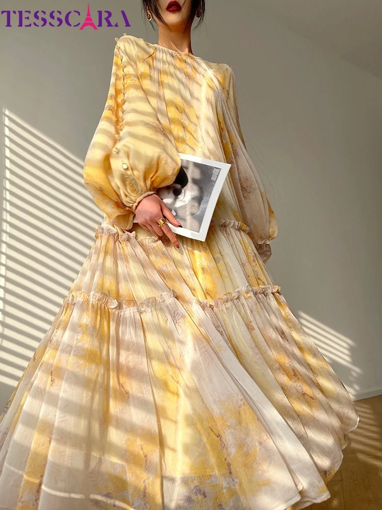 TESSCARA Long Elegant Chiffon Dress