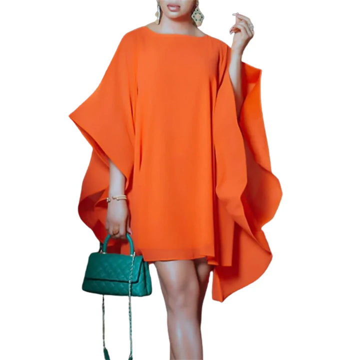 2023 Elegant Batwing Sleeve Orange Dress - Summer Fashion for Women