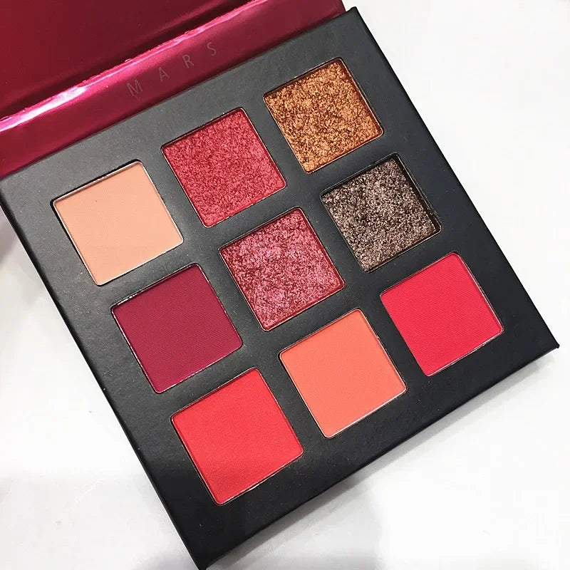 Get All-Day Glam with Beauty GLAZED 9-Color Shimmer Matte Eyeshadow Palette - Waterproof & Longlasting!