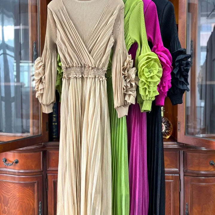 Stunning Miyake Flower Sleeve Dress - Handmade, Elegant, and Perfect for Summer 2024!