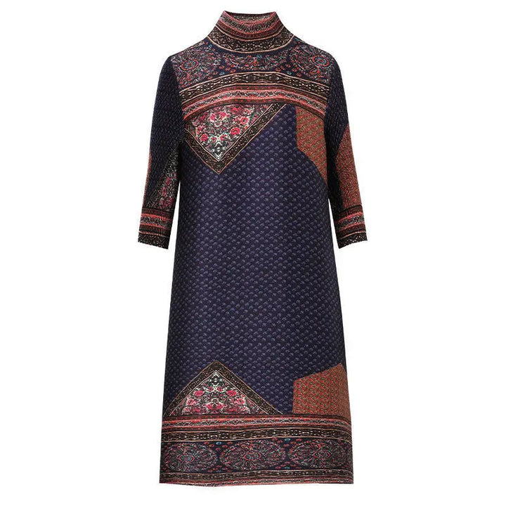 2023 Spring/Summer Vintage Oversized Dress - Printed & Pleated