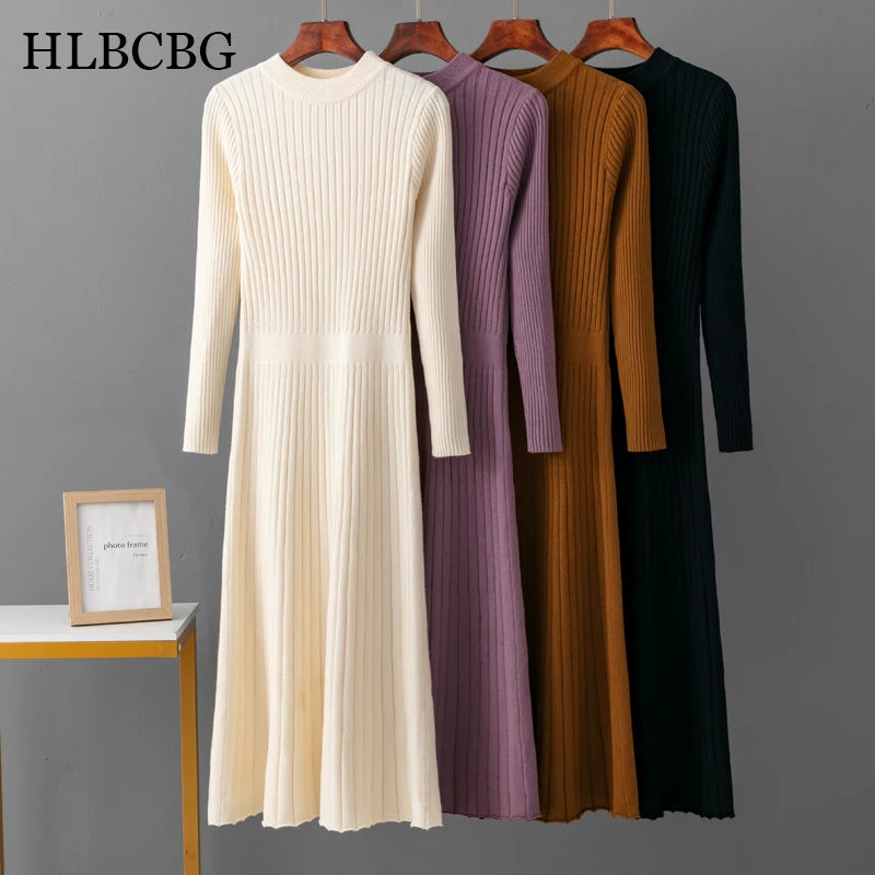 Elegant Knitted Party Midi Dress