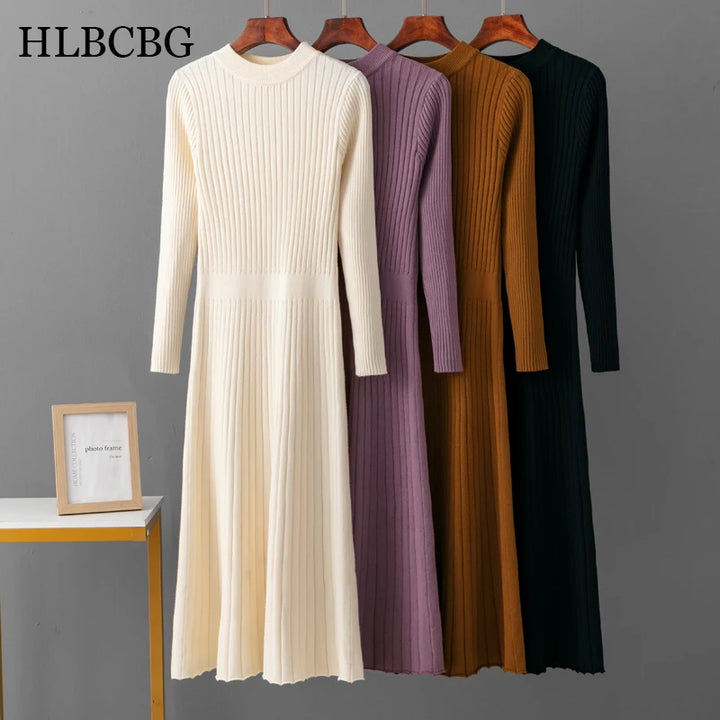 Elegant Knitted Party Midi Dress