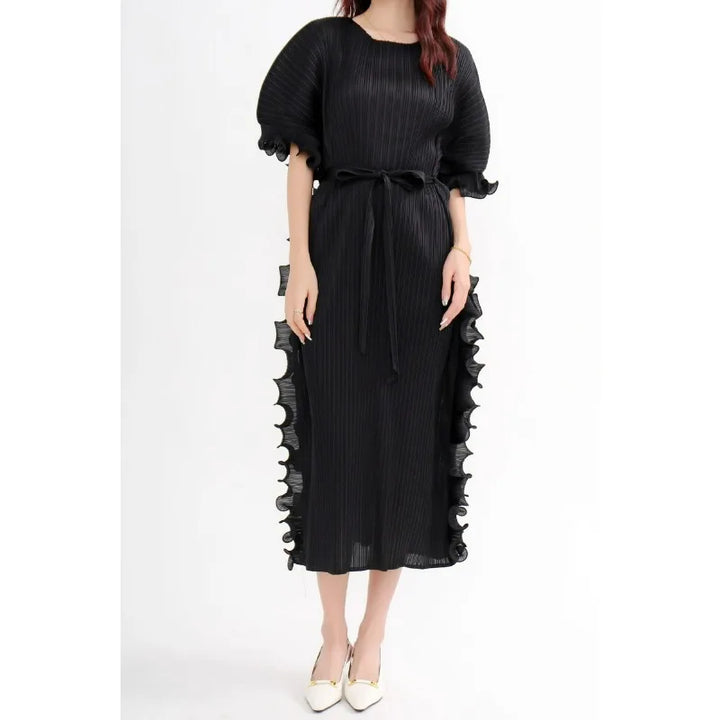 Stylish Miyake Summer Maxi Dress - Plus Size, Comfortable Fit, Lace Detail