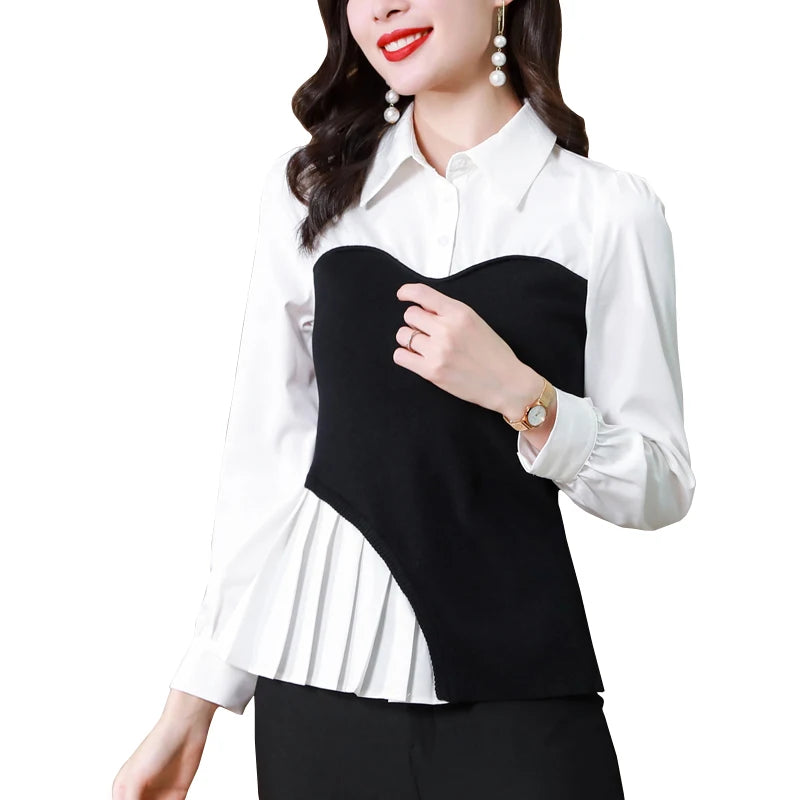 Elegant Office Ladies 2pcs Blouse Set - Slim Fit, Chic Design for 2023 Summer and Autumn