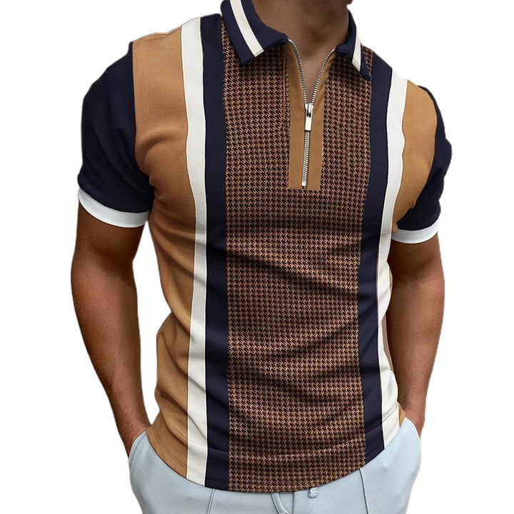 Men's Grid Stripe Polo Shirt