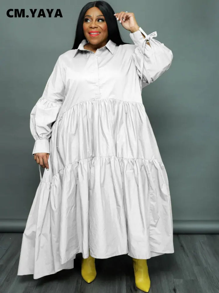 Flaunt Your Curves with CM.YAYA Plus Size Maxi Dress - Perfect for Any Occasion!