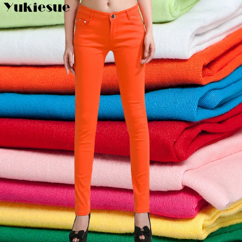 Elegant Office Pants for Women: Candy Color Pencil Trousers