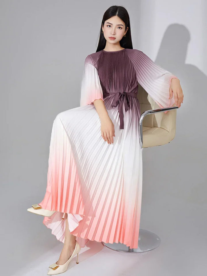 2024 Spring Women's Gradient Maxi Dress - Flare Sleeves, Loose Fit, Luxury Party Wear