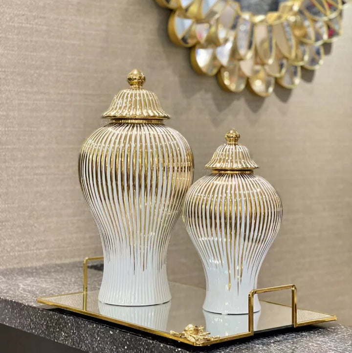 Ceramic Light Electroplated General Cans Flower Vase Crafts Decorative Decorative Storage Tanks with Soft