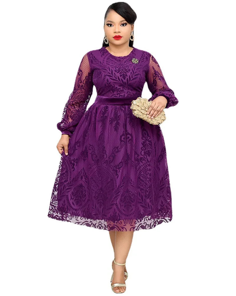 2023 Elegant Lace Dress with Lantern Sleeves - Free Shipping!