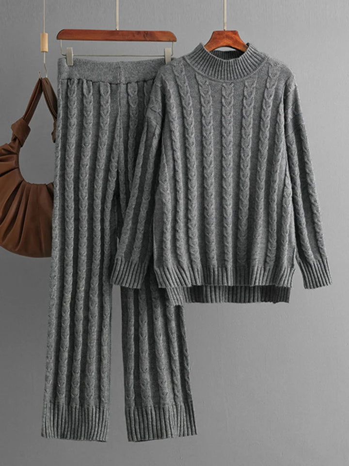 Vintage Knit Sweater + Wide Leg Pants Set