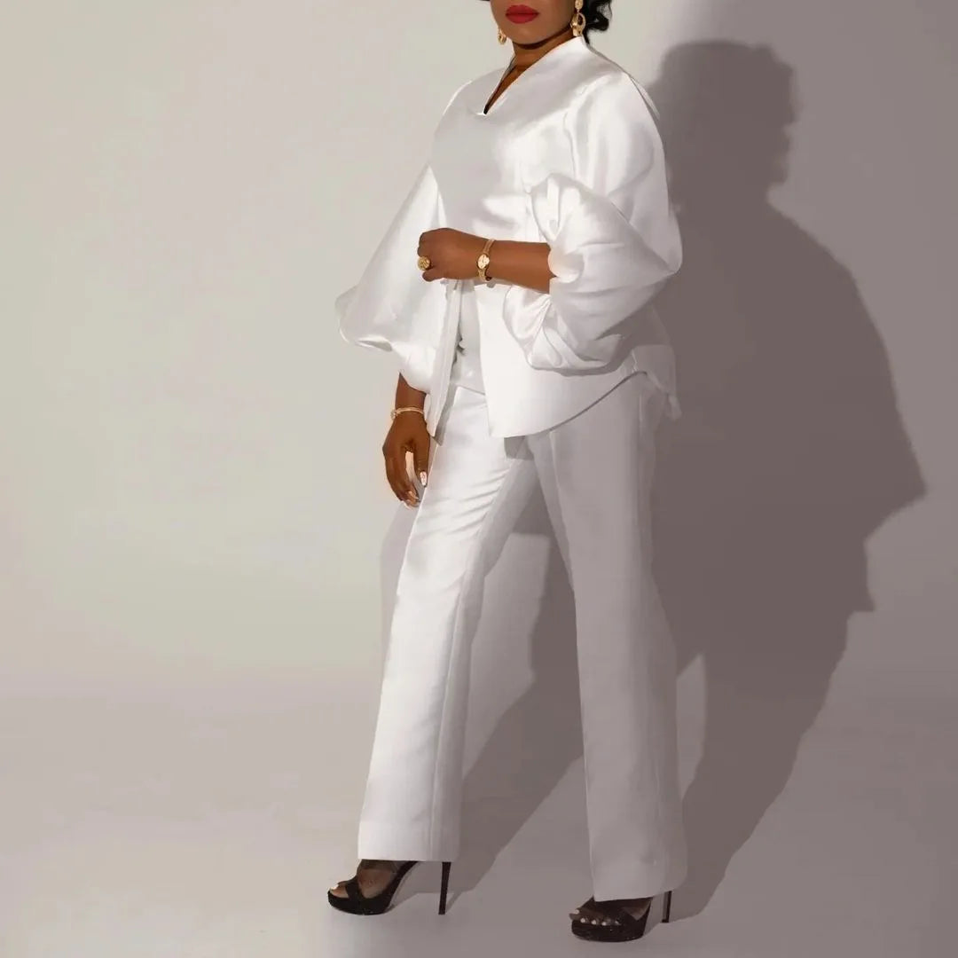 Women's Formal Business Pants Set - Blouse & Trousers Outfit