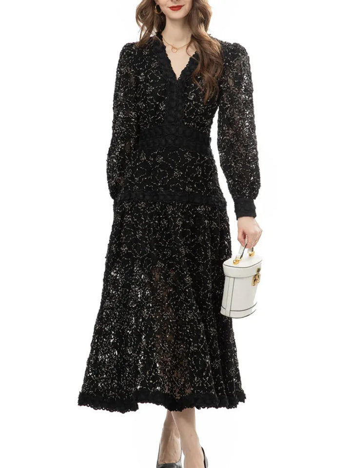 Elegant Black Lace Party Dress for Women - Spring 2023 Collection