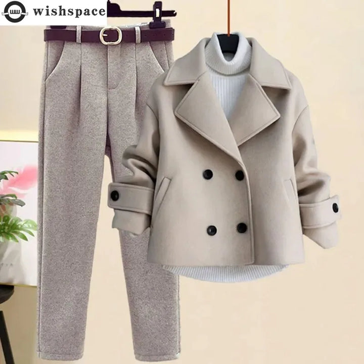 Elegant Women's 3 Piece Wool Suit Set