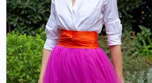 Street Fashion Long Skirts Tulle faldas Pink Mesh Skirts Woman Adult Wide Satin Waistband Ankle Length jupe femmeBall Gown