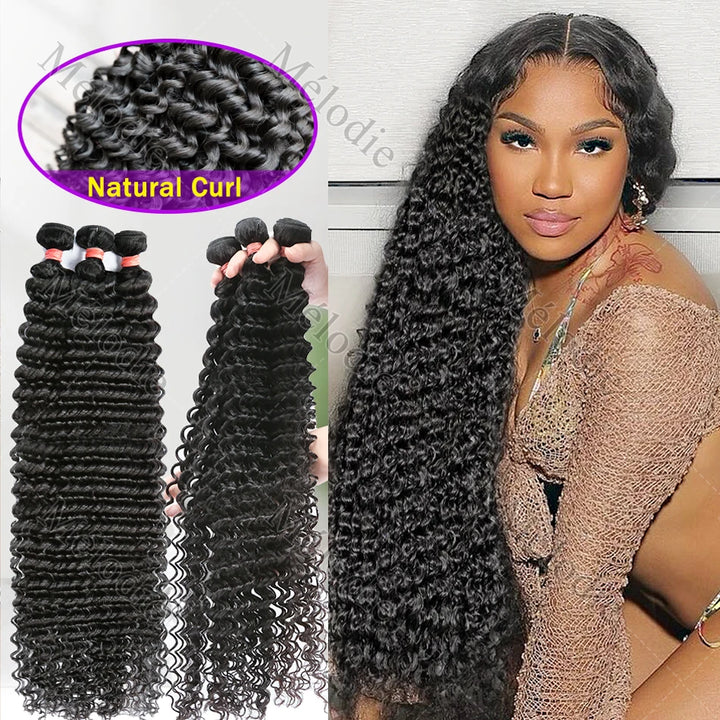 30-40 Inch Curly Human Hair Bundles 100% Remy 10A Extensions