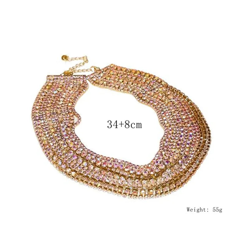 FYUAN Crystal Choker Necklaces - Multilayer Rhinestone Statements Jewelry for Women