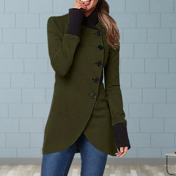 Women Outerwear Stylish Stand Collar Women's Winter Jacket Irregular Split Hem Soft Patchwork Thick Warmth for Mid-length Coat