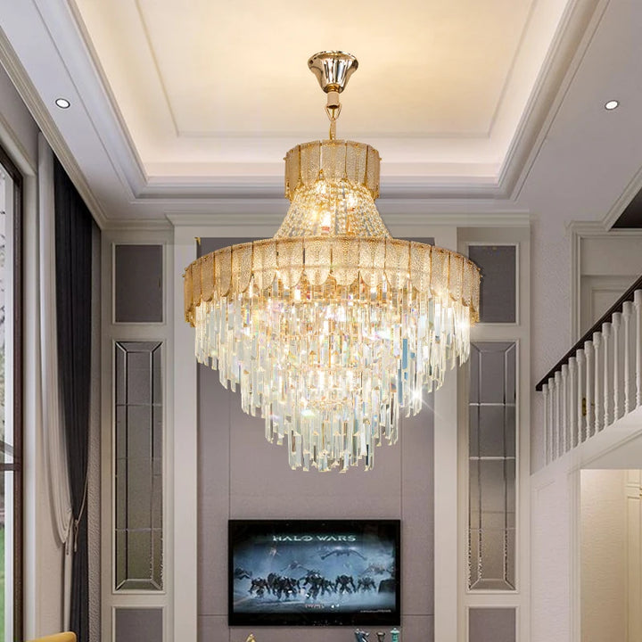 Crystal ChanDelier Postmodern Duplex Main Living Room Dining Room Lamp High-End Luxury Hotel Lobby Art Color Shell Lighting