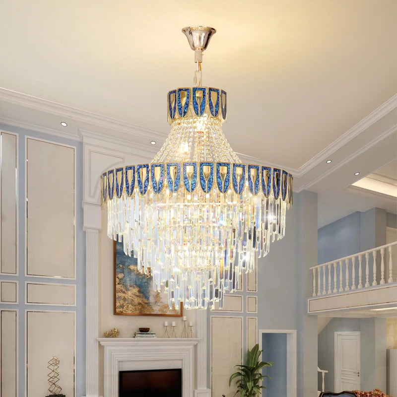 Crystal ChanDelier Postmodern Duplex Main Living Room Dining Room Lamp High-End Luxury Hotel Lobby Art Color Shell Lighting