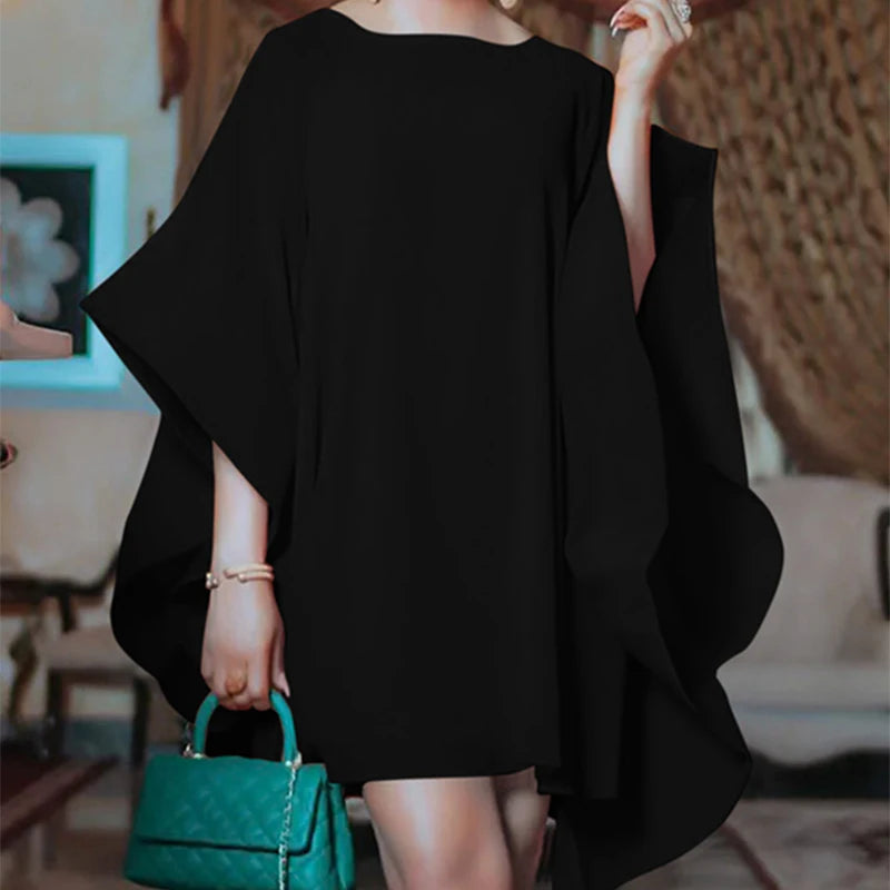 2023 Elegant Batwing Sleeve Orange Dress - Summer Fashion for Women