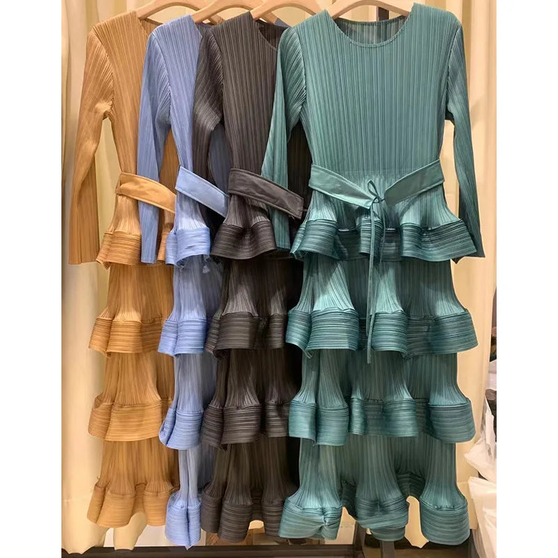 2023 Spring Pleated Dress: ASM Miyake High-grade Women's Clothing with Niche Design and Casual Party Style