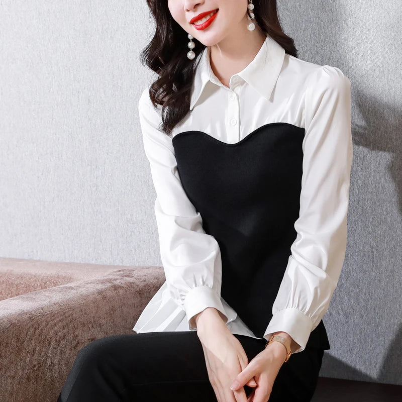 Elegant Office Ladies 2pcs Blouse Set - Slim Fit, Chic Design for 2023 Summer and Autumn