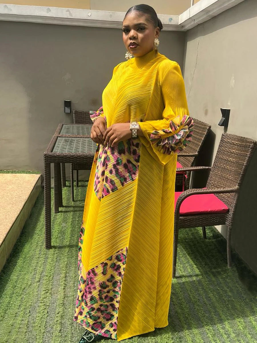 Upgrade Your Style: ANLAN Pleated Maxi Dress - 2024 New Collection