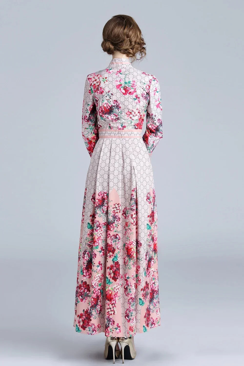 Vintage Floral Print Maxi Dress - Elegant A-line for Women's Party & Vacation