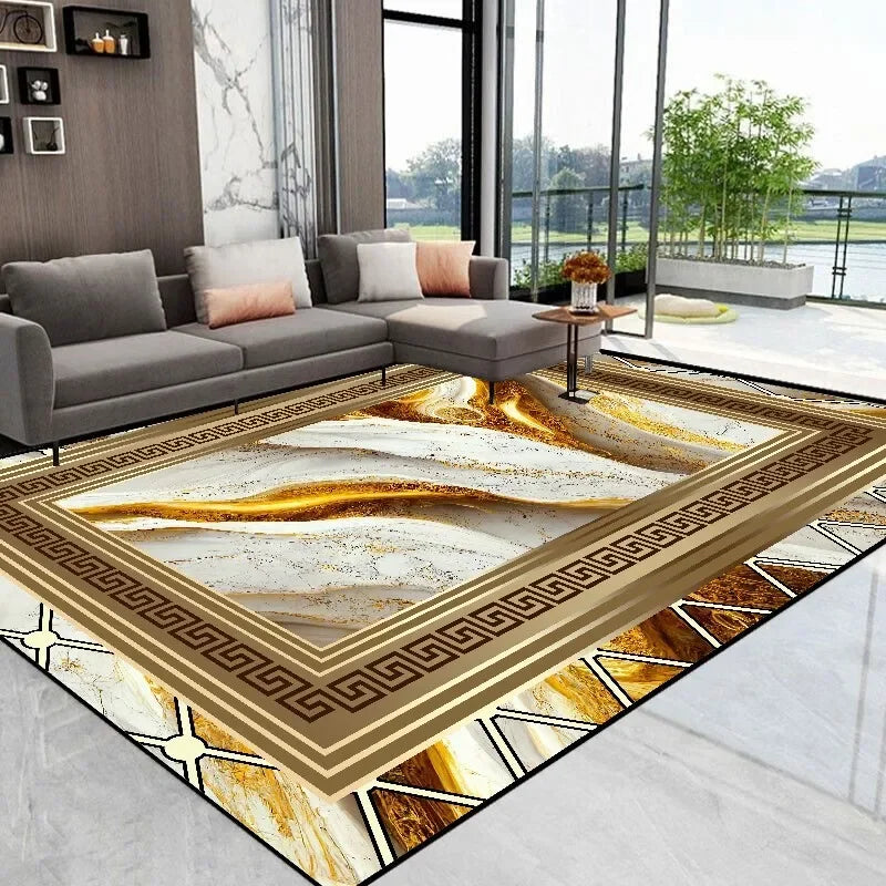 Modern Luxury Golden carpet for living room Abstract Decoration Large Carpets Coffee Table Side Rug Rooms Decor Mat tapis salon