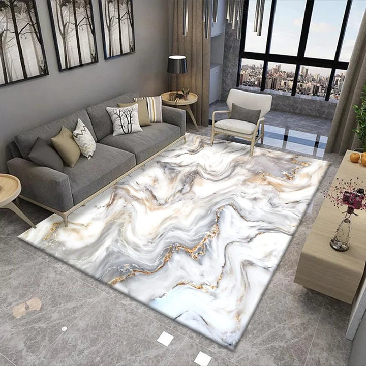 Nordic Marble Living Room Carpet Light Luxury Abstract Balcony Study Area Rugs Bedroom Carpets Cloakroom Non-slip Floor Mats