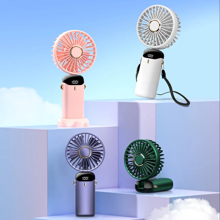 Stay Cool Anywhere with Our 5-Speed USB Rechargeable Mini Fan - Foldable, Portable, and with Phone Stand!