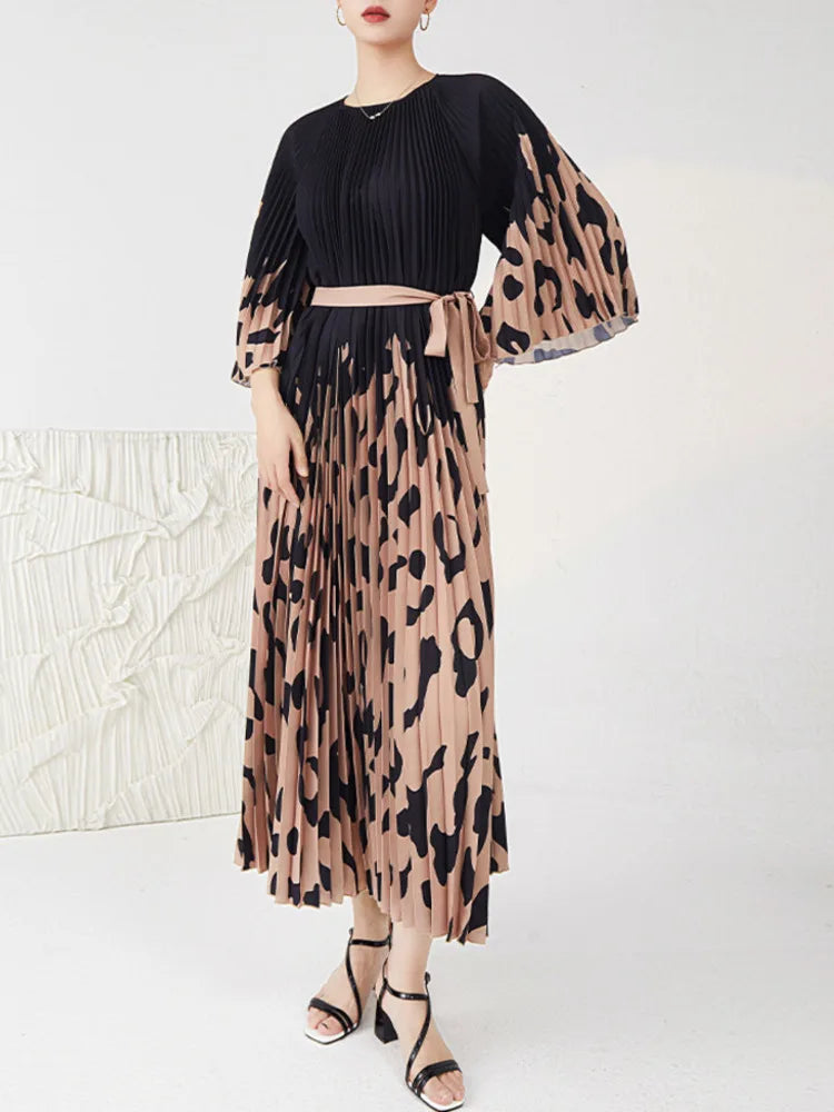 Leopard Print O-neck Dress - 2024 Summer Collection | LANMREM