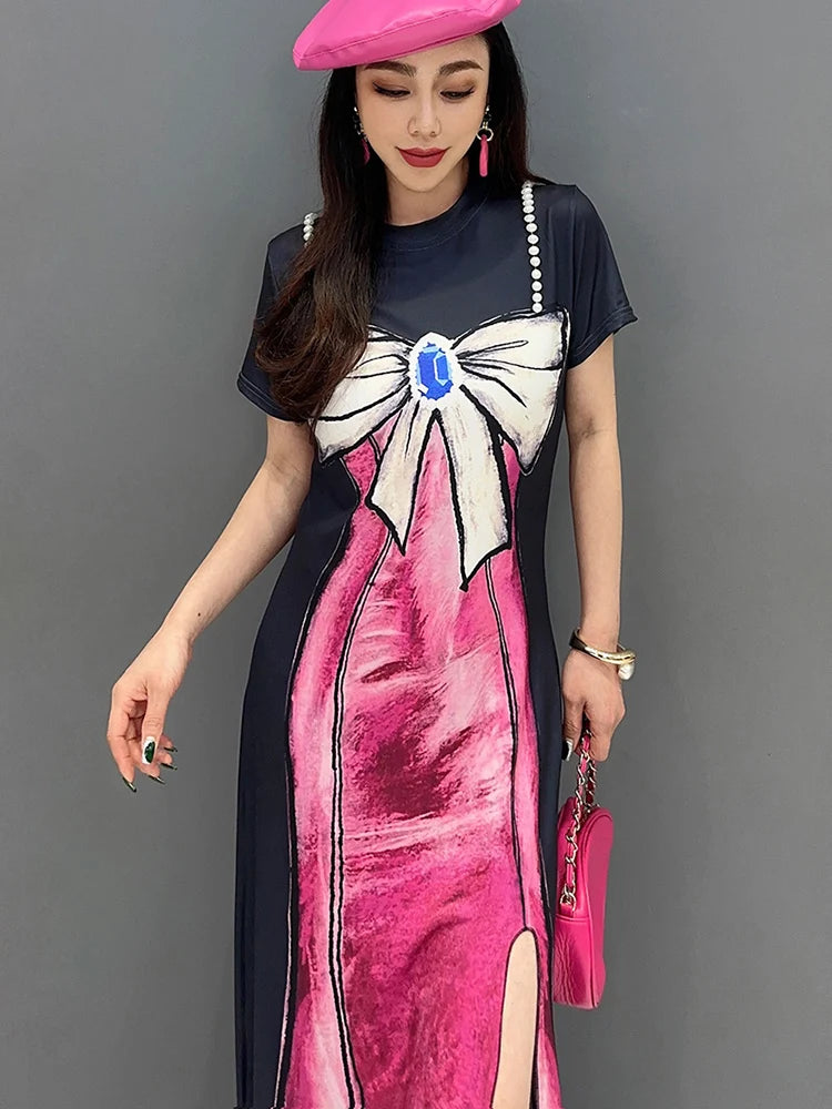 Be the Center of Attention with SHENGPALAE's 2024 Spring Summer Printed Dress!