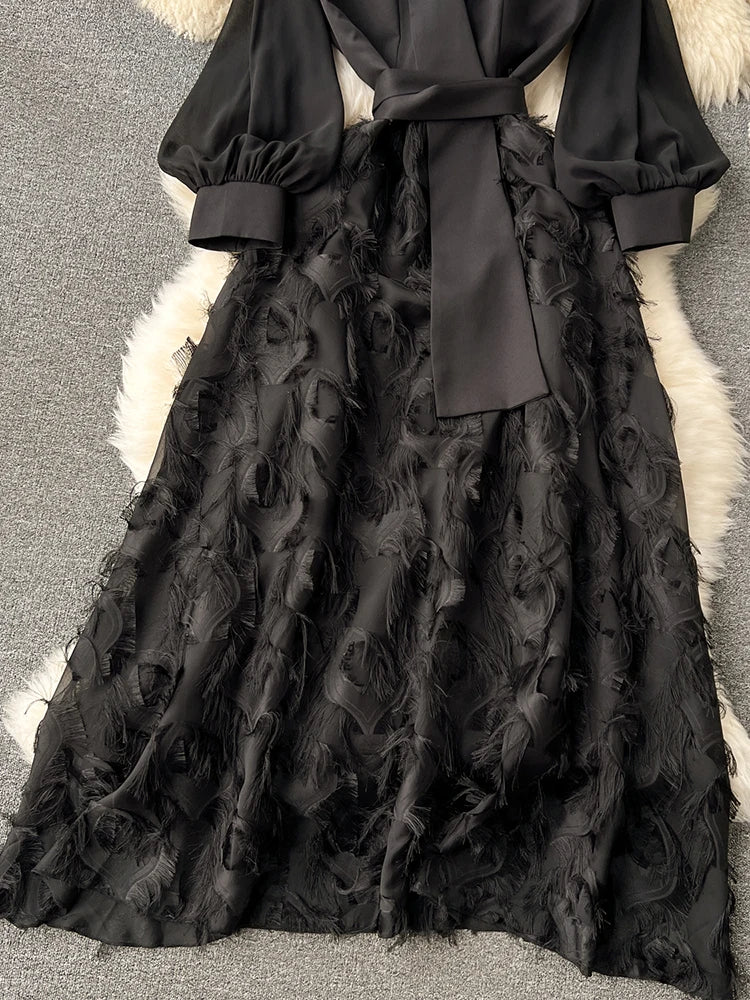 Chic Puff Sleeve Dress: High Waist A-line Vestidos 2024 Collection