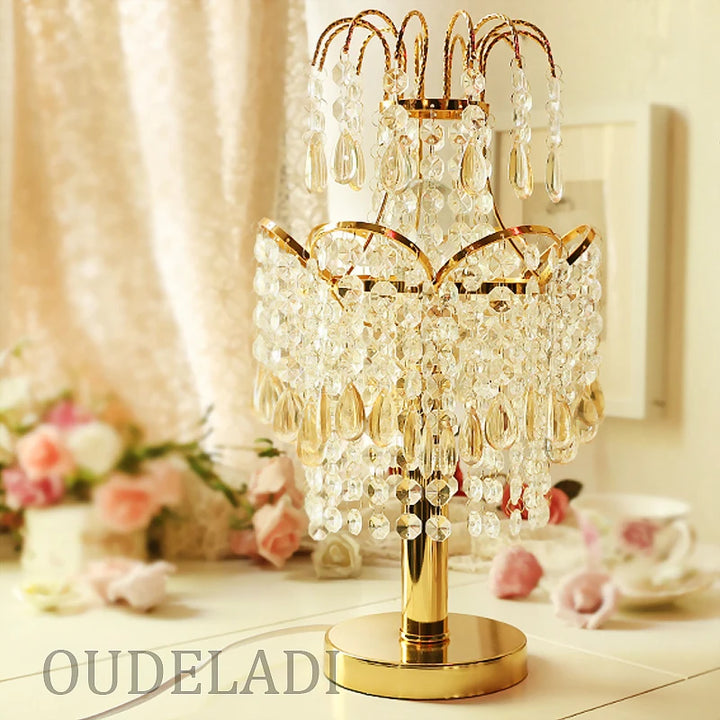 Luxury Crystal Table Lamps Creative Living Room Warm Princess Room Bedroom BedsideLight Fixtures Home Decor Wedding Lamps