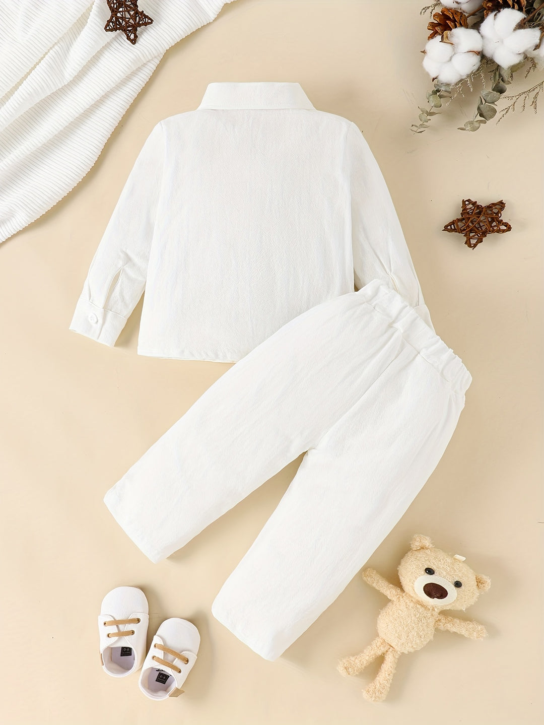 Spring And Autumn Casual Outfits, 2pcs Baby Boys Little Dinosaur Graphic Long Sleeve Shirt & Pants Set, Comfortable And Breathable