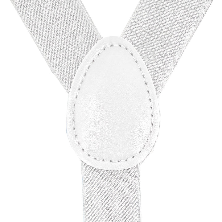 White Fashionable Men's Suspenders Adjustable Elastic Belt